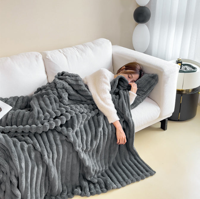 Soft Velvet Blanket - Soft Wind Bubble Velvet Double-Sided Rabbit Fur Thick Warm Throw Cover - Shop FeFe’s Fashion LLC