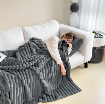 Soft Velvet Blanket - Soft Wind Bubble Velvet Double-Sided Rabbit Fur Thick Warm Throw Cover - Shop FeFe’s Fashion LLC