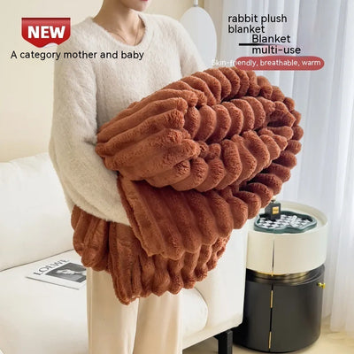 Soft Velvet Blanket - Soft Wind Bubble Velvet Double-Sided Rabbit Fur Thick Warm Throw Cover - Shop FeFe’s Fashion LLC