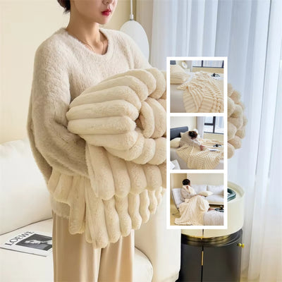 Soft Velvet Blanket - Soft Wind Bubble Velvet Double-Sided Rabbit Fur Thick Warm Throw Cover - Shop FeFe’s Fashion LLC