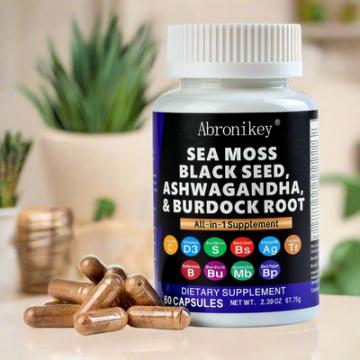 Abronikey Sea Moss Supplement Capsules, 120 Capsules - Immune Support & Digestive Health, Natural Rich in Minerals & Vitamins - Shop FeFe’s Fashion LLC
