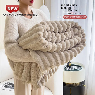 Soft Velvet Blanket - Soft Wind Bubble Velvet Double-Sided Rabbit Fur Thick Warm Throw Cover - Shop FeFe’s Fashion LLC