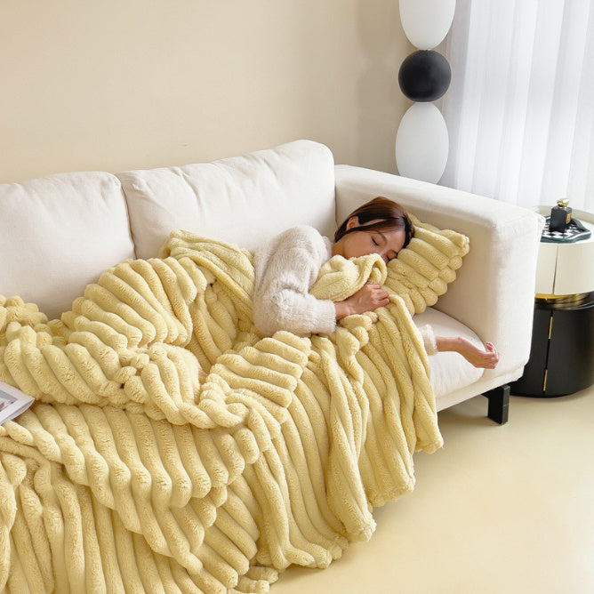 Soft Velvet Blanket - Soft Wind Bubble Velvet Double-Sided Rabbit Fur Thick Warm Throw Cover - Shop FeFe’s Fashion LLC