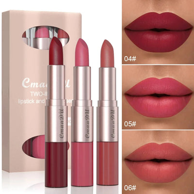 Cmawd matte lipstick set featuring three rich shades for all-day wear and a smooth finish -Shop FeFe’s Fashion LLC